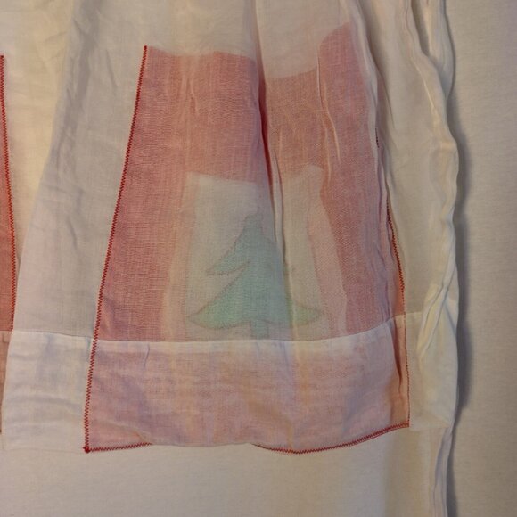 Kay Shannon Original Apron Vintage Christmas Tree White Red Sheer Tie Waist - Picture 6 of 11
